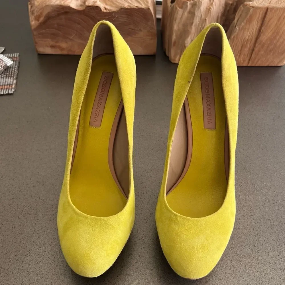 BCBGMAXAZRIA Suede Stacked Stiletto Stylish High-Heeled Shoes Size 6.5